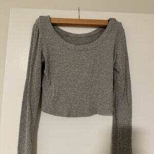 Heather Gray Long Sleeve Crop Top